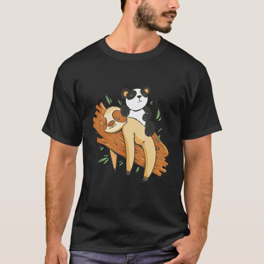 Panda und Faultier auf einem Baum T-Shirt (Vorderseite)