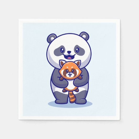 Panda und Fox Serviette (Vorderseite)