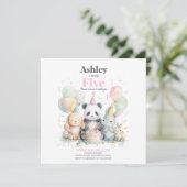Panda und Freunde Geburtstag & Party Einladung (Stehend Vorderseite)
