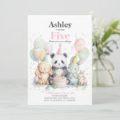 Panda und Freunde Geburtstag & Party Einladung (Stehend Vorderseite)
