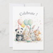 Panda und Freunde Geburtstag & Party Einladung (Rückseite)