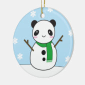 Panda-und Häschen-Schneemänner Keramik Ornament (Links)