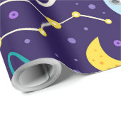 Panda und Maus Astronaut Kindermuster Geschenkpapier (Rolleneckpunkt)
