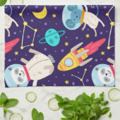 Panda und Maus Astronaut Kindermuster Geschirrtuch (Gefaltet)