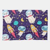 Panda und Maus Astronaut Kindermuster Geschirrtuch (Horizontal)