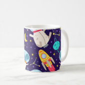 Panda und Maus Astronaut Kindermuster Kaffeetasse (VorderseiteRechts)