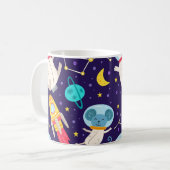Panda und Maus Astronaut Kindermuster Kaffeetasse (Vorderseite Links)
