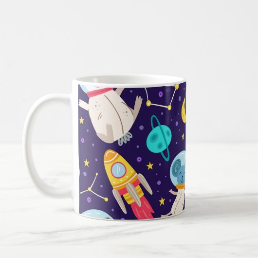Panda und Maus Astronaut Kindermuster Kaffeetasse (Links)