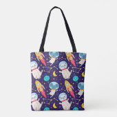 Panda und Maus Astronaut Kindermuster Tasche (Rückseite)