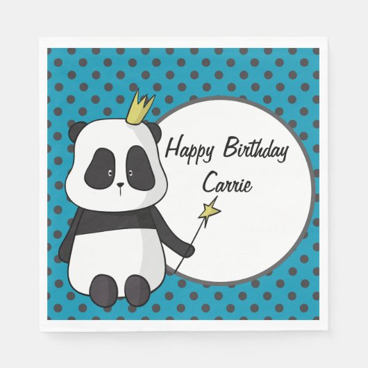 Panda und Polka Dots Personalisiert Serviette (Vorderseite)