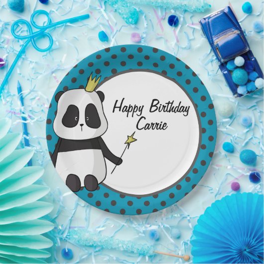Panda- und Polka-Punkte individuell anpassbar Pappteller (Party)