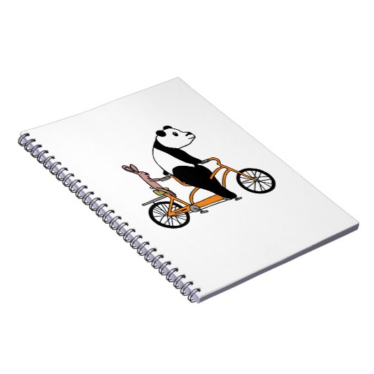 Panda und Rabbit Biking Tandem-Fahrradkids Notizblock (Rechte Seite)