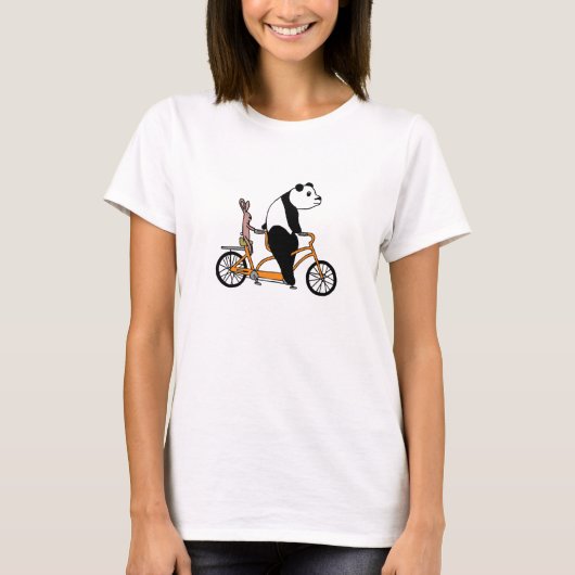 Panda und Rabbit Biking Tandem-Fahrradkids T-Shirt (Vorderseite)