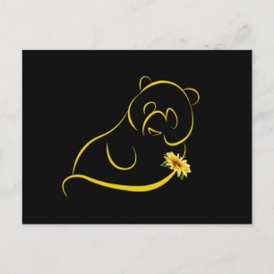Panda und Sonnenblumen Niedliche Grafik Panda Lieb Postkarte