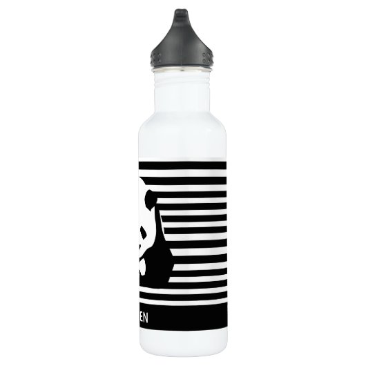 Panda und Streifen Personalisiert Edelstahlflasche (Rechts)
