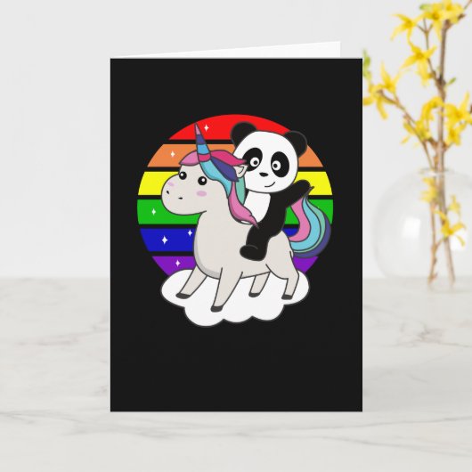 Panda Unicorn Rainbow Animals Pandas Unicorns Karte (Gelbe Blume)