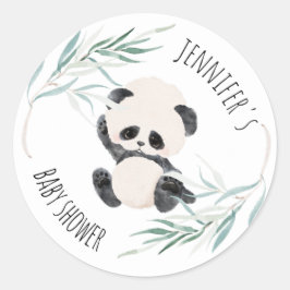 Panda Unisex Gender Neutral Baby Dusche Wasserfarb Runder Aufkleber
