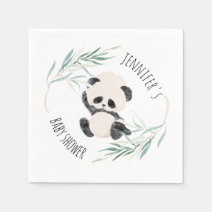 Panda Unisex Gender Neutral Baby Dusche Wasserfarb Serviette
