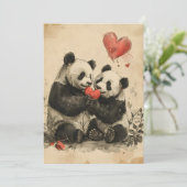 Panda-Valentinstag Feiertagskarte (Stehend Vorderseite)