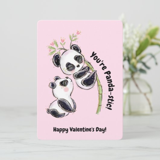 Panda Valentinstag Foto Feiertagskarte (Stehend Vorderseite)