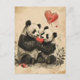 Panda-Valentinstag Postkarte