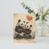 Panda-Valentinstag Postkarte (Stehend Vorderseite)