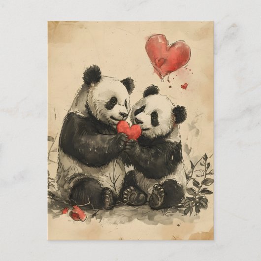 Panda-Valentinstag Postkarte (Vorderseite)