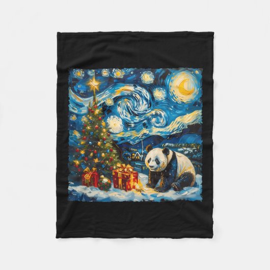 Panda Van Gogh Style Starry Night Christmas Winter Fleecedecke (Vorderseite)
