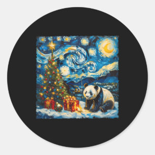 Panda Van Gogh Style Starry Night Christmas Winter Runder Aufkleber