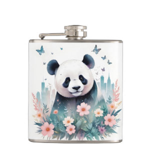 Panda Vintage Natur-Umgebung Stadt Kunst Flachmann