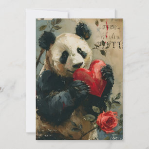 Panda Vintage Valentinstag Feiertagskarte