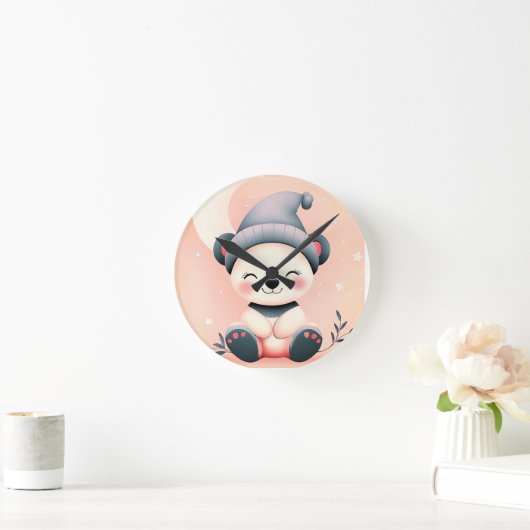 Panda Wall Clock mit traumhaftem Nachtdesign Runde Wanduhr (Zuhause)