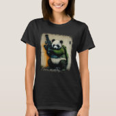 Panda Warrior Holding Rocket Launcher Distressed W T-Shirt (Vorderseite)