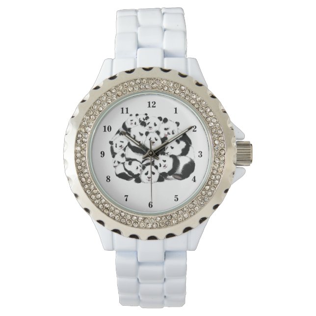 Panda Watch Gift Happy Family - Umarmung Armbanduhr (Vorderseite)