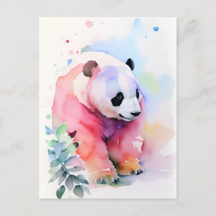 Panda Watercolor Portrait 1 Postkarte