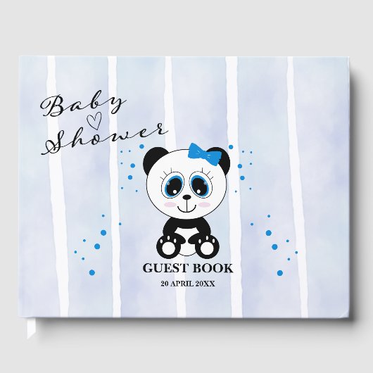 Panda Watercolor Theme Baby Shower (Boys Blue) Gästebuch (Vorderseite)