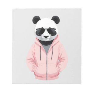 Panda Wearing Hoodie Funny Coole Tierart Notizblock