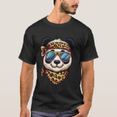 Panda Wearing Leopard Scarf Animal Wearing Sunglas T-Shirt (Vorderseite)