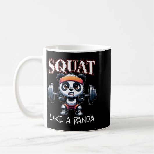 Panda Weightlifting Fitness Funny Gym Quote Squat Kaffeetasse (Links)