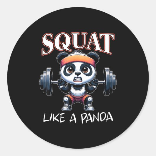 Panda Weightlifting Fitness Funny Gym Quote Squat Runder Aufkleber (Vorderseite)