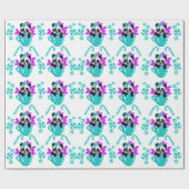 Panda Weihnachts-Aquamarine Packpapier (Flach)