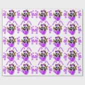 Panda Weihnachts-Lila Packpapier (Flach)