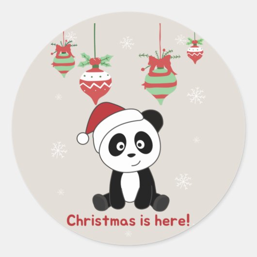 Panda Weihnachts-Schnee Wintertiere Pandas Classic Runder Aufkleber (Vorderseite)
