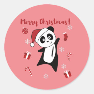 Panda Weihnachts-Schnee Wintertiere Pandas Classic Runder Aufkleber