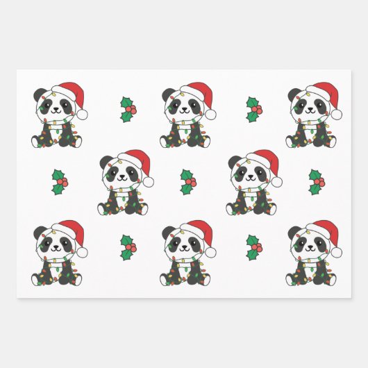 Panda Weihnachts Winter Animals Holiday Pandas Geschenkpapier Set (Vorderseite 2)