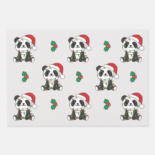 Panda Weihnachts Winter Animals Holiday Pandas Geschenkpapier Set (Vorderseite)