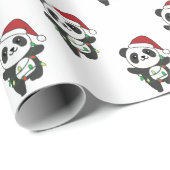 Panda Weihnachts Winter Animals Pandas Wrapping Pa Geschenkpapier (Rolleneckpunkt)