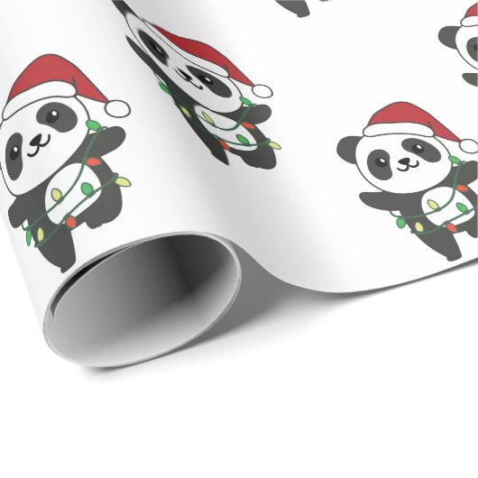 Panda Weihnachts Winter Animals Pandas Wrapping Pa Geschenkpapier (Rolleneckpunkt)
