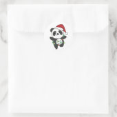 Panda Weihnachts Wintertiere Pandas Classic Roun Runder Aufkleber (Tasche)