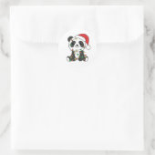 Panda Weihnachts Wintertiere Pandas Classic Roun Runder Aufkleber (Tasche)
